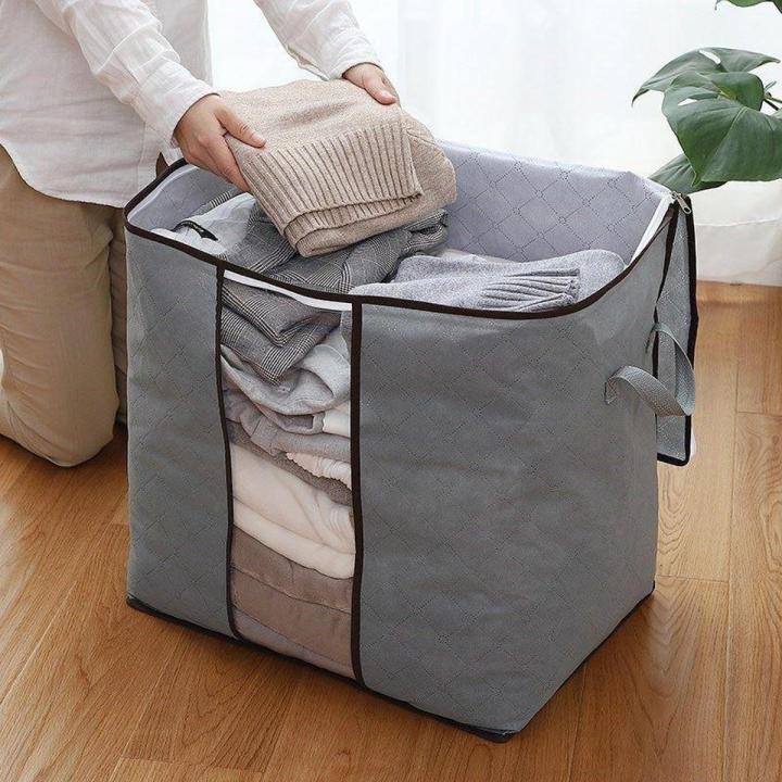 Grey Storage Organizer Bag Clothes